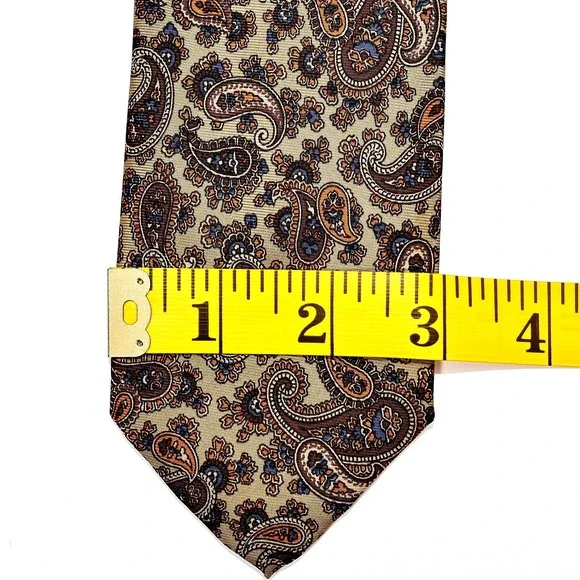 Vintage Robert Talbott Tie Mens Classic Silk Paisley Brown Blue‎ Hand Sewn 90s - Picture 7 of 8